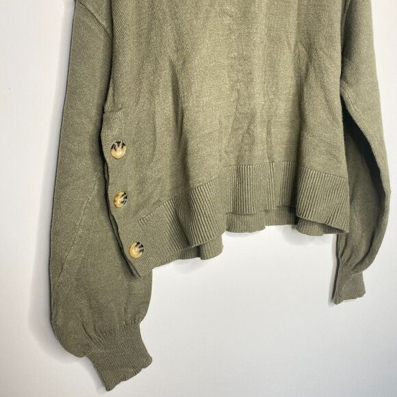 Amazon The Drop Womens Turtleneck Sweater Large Green Cropped Thumbholes Winter - Picture 4 of 8